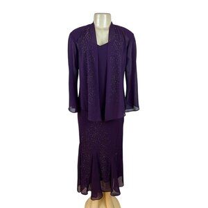 R&M Richard’s Women’s Purple  Sleeveless Formal Dress With Matching Jacket Sz 8